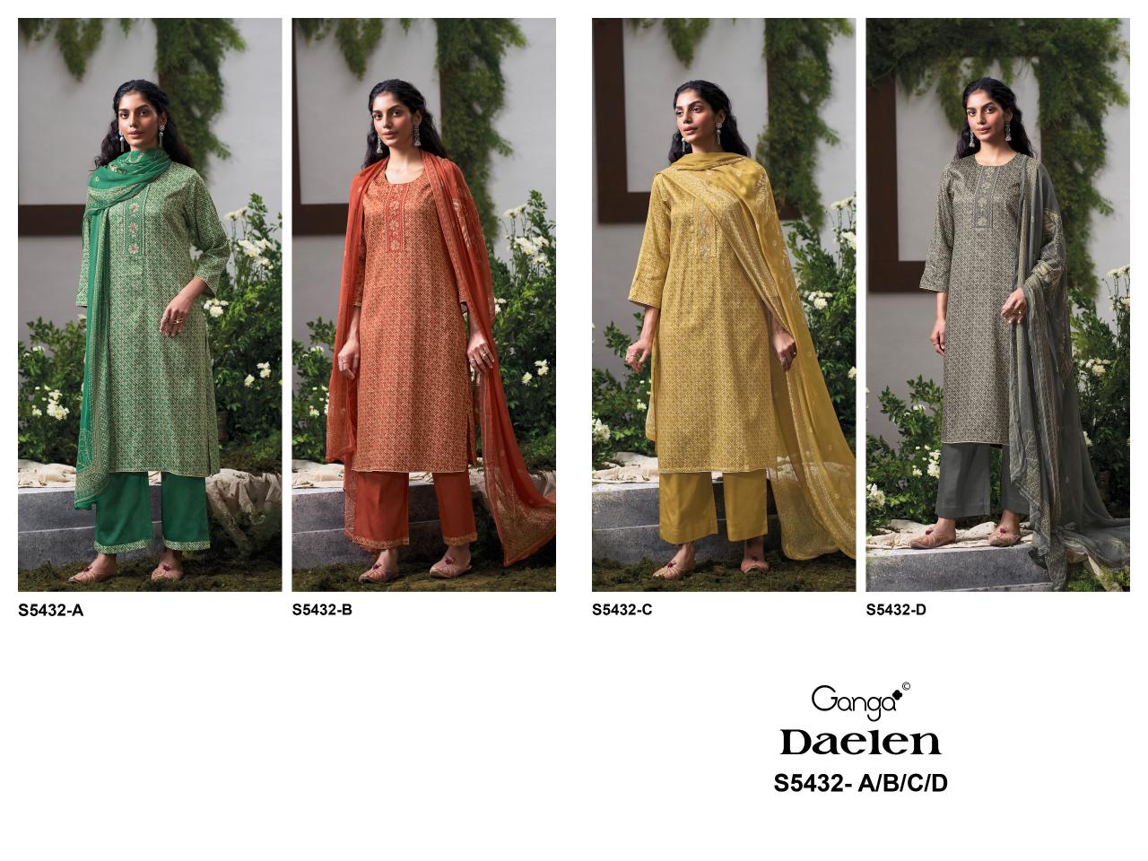 Ganga Daelen 5432 catalog salwar kameez dress materials wholesale
