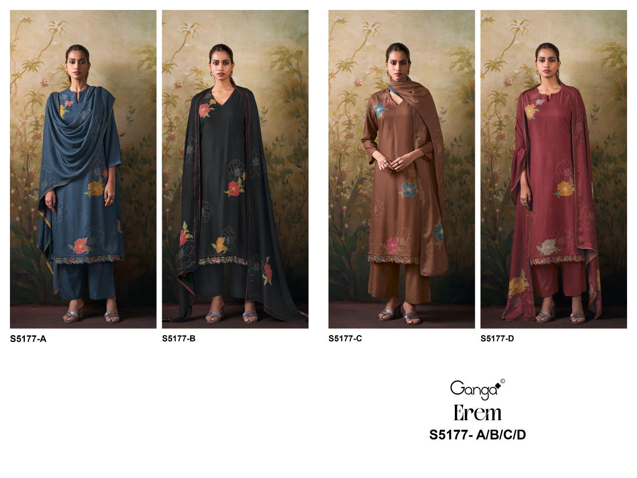 Ganga Erem 5177 catalog straight salwar kameez wholesale