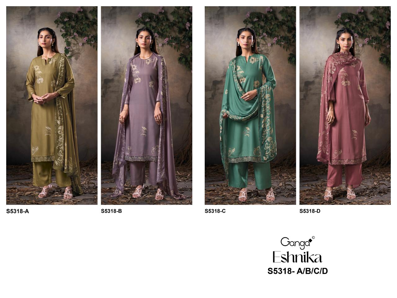 Ganga Eshnika 5318 catalog wholesale unstitched salwar kameez material