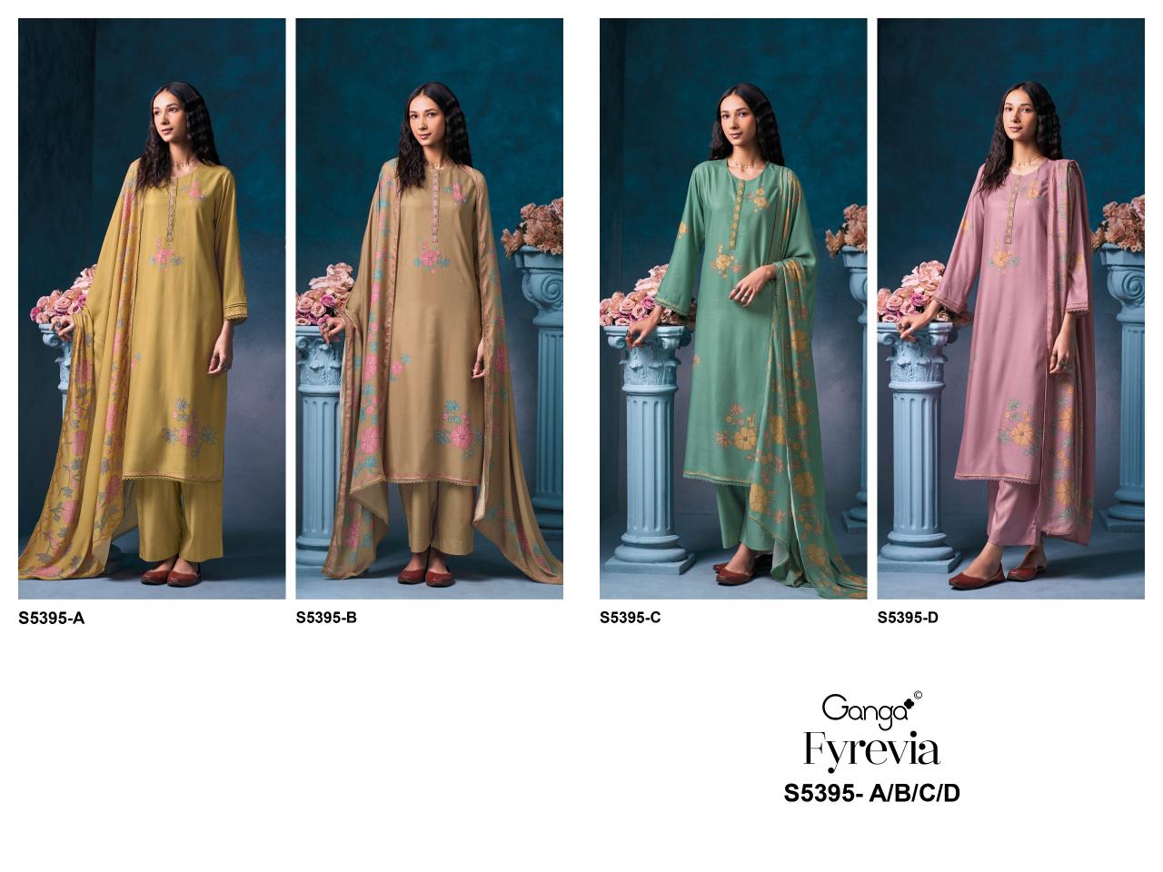 Ganga Fyrevia 5395 catalog wholesale salwar kameez market in kolkata