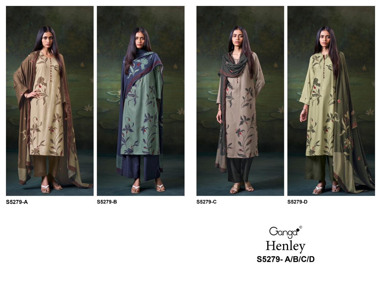 Ganga Henley 5279 catalog wholesale salwar kameez baandhani by sargam prints