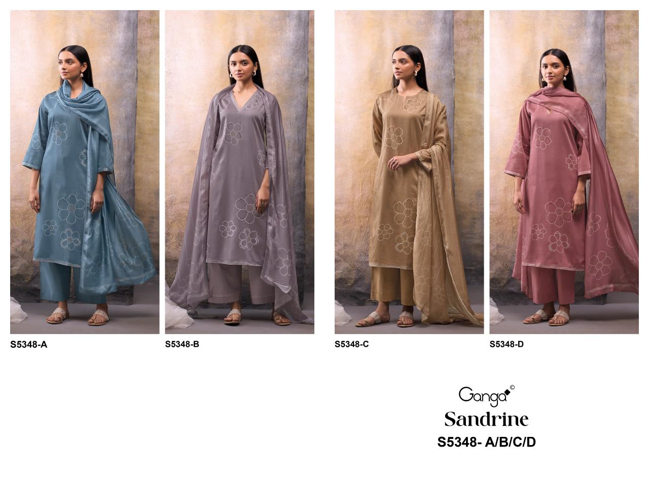 Ganga Sandrine 5348 catalog salwar kameez surat wholesale