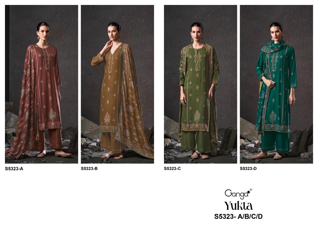 Ganga Yukta 5323 catalog unstitched heavy salwar kameez in jaipur wholesale with price