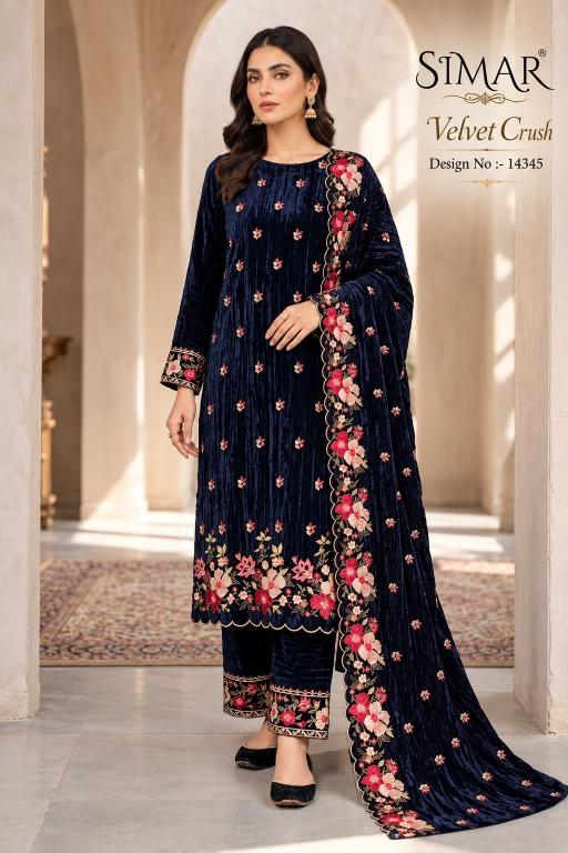 Glossy Simar Velvet Crush 14345 catalog tulsi salwar kameez wholesalers