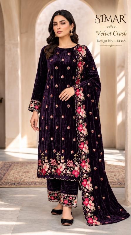 Glossy Simar Velvet Crush 14345 catalog tulsi salwar kameez wholesalers