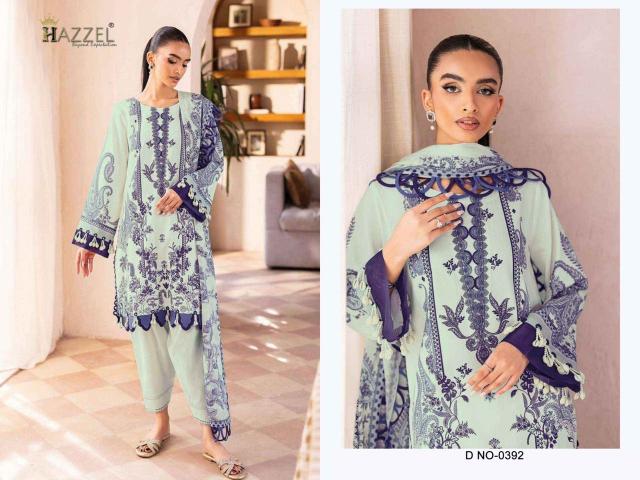 Hazzel 0392 & 0393 catalog Chiffon Duppatta pakistani suits wholesaler in india