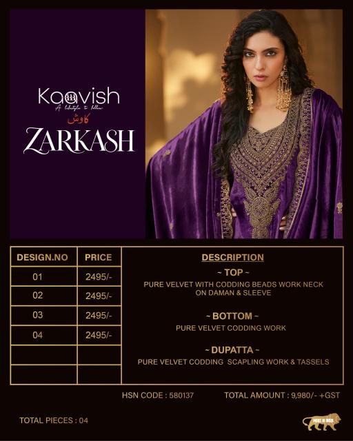 Kaavish Zarkash catalog salwar kameez wholesale online shopping
