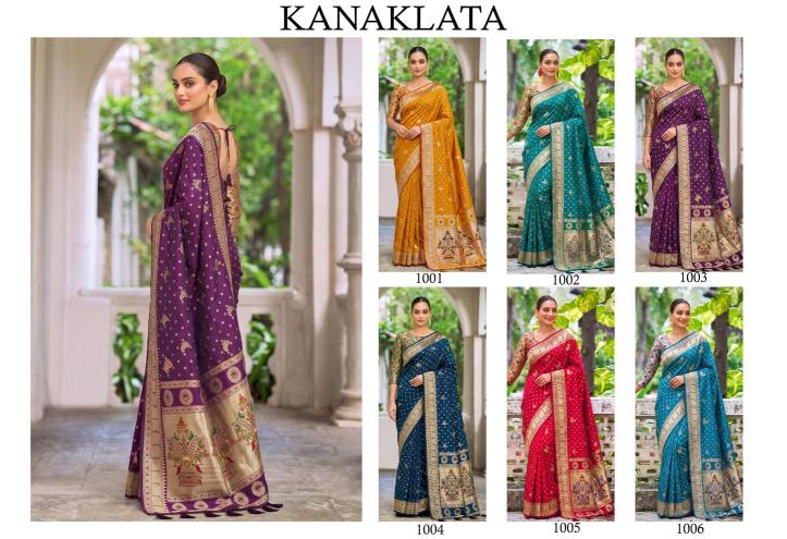 KANAKLATA by SHREE SHYAM FASHION fancy designer Soft Silk fabric saree wholesale with Fancy latkan