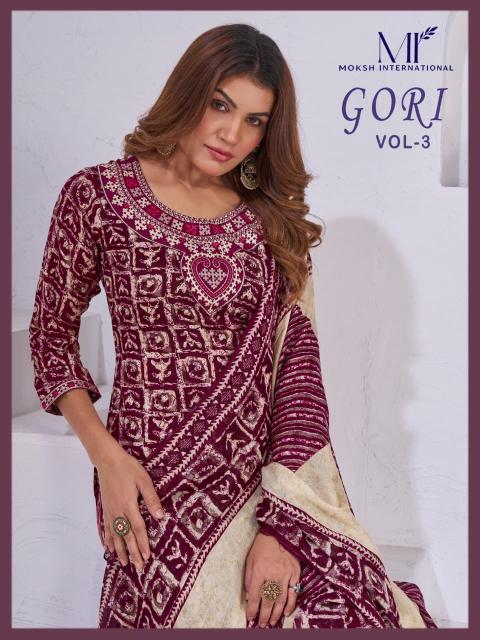 Moksh International Gori vol 3 catalog wholesale kurti pant set