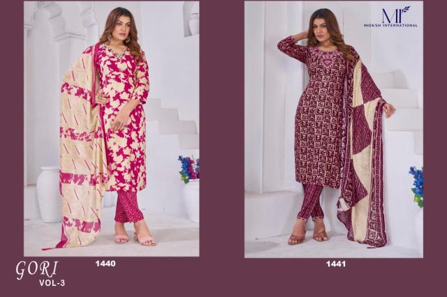 Moksh International Gori vol 3 catalog wholesale kurti pant set