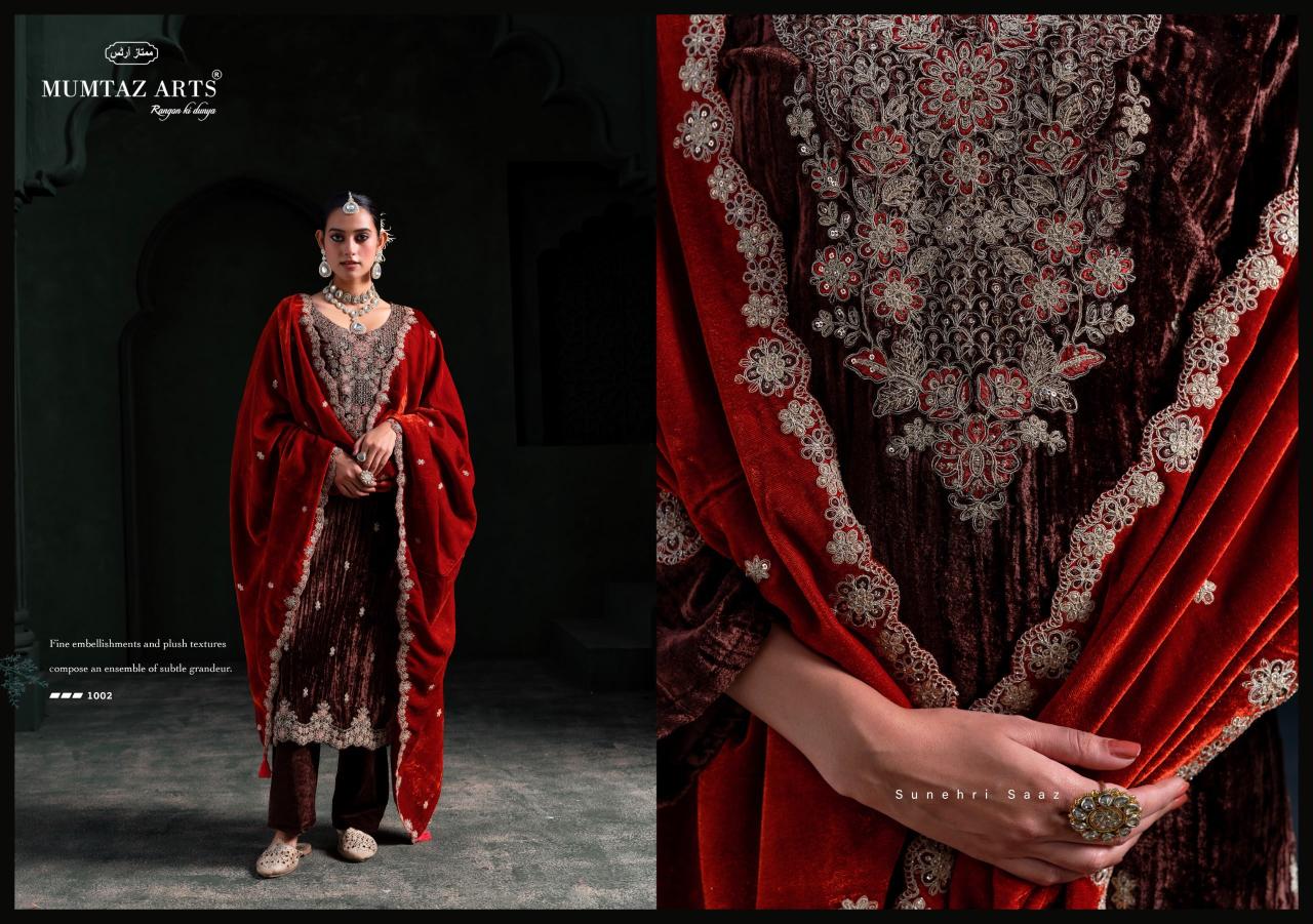 Mumtaz Arts Mehroon catalog work dress material wholesale in ahmedabad