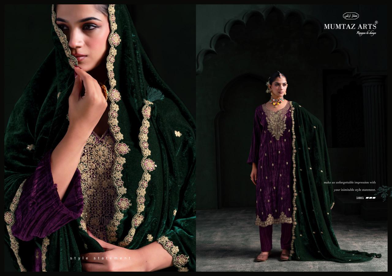 Mumtaz Arts Mehroon catalog work dress material wholesale in ahmedabad