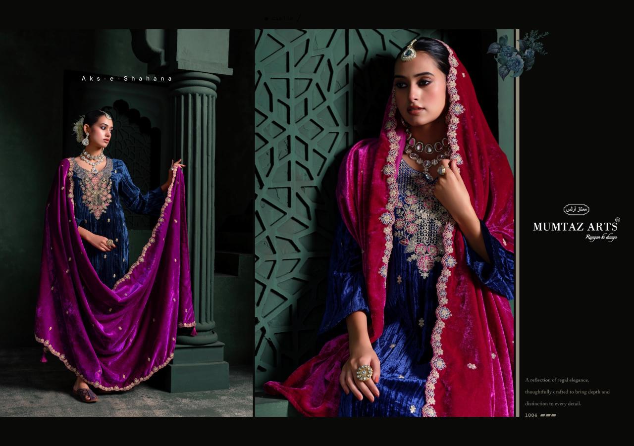 Mumtaz Arts Mehroon catalog work dress material wholesale in ahmedabad