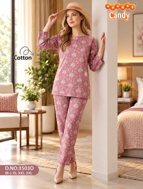 Orange Candy 3503 catalog co ord set night wear