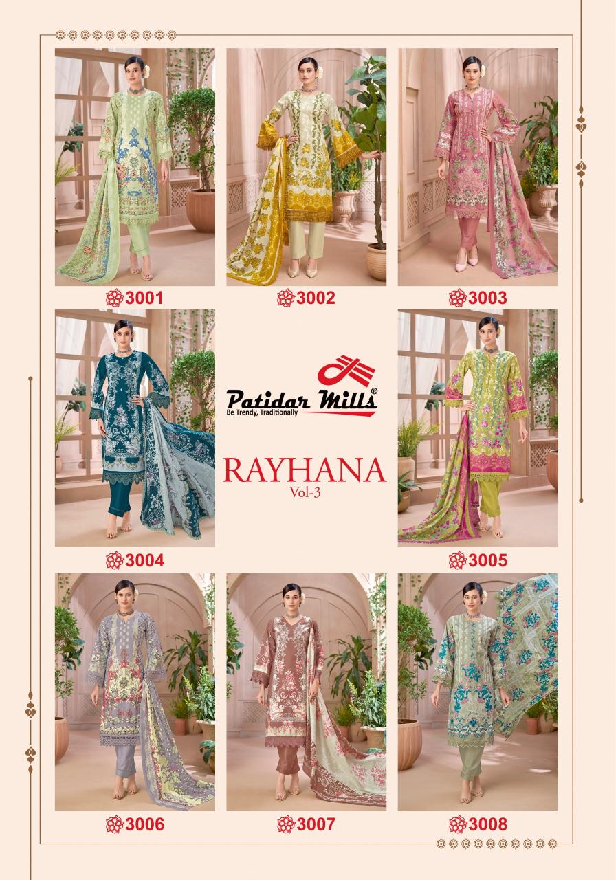 Patidar Rayhana Vol 3 – Karachi Dress Material Wholesale Catalog