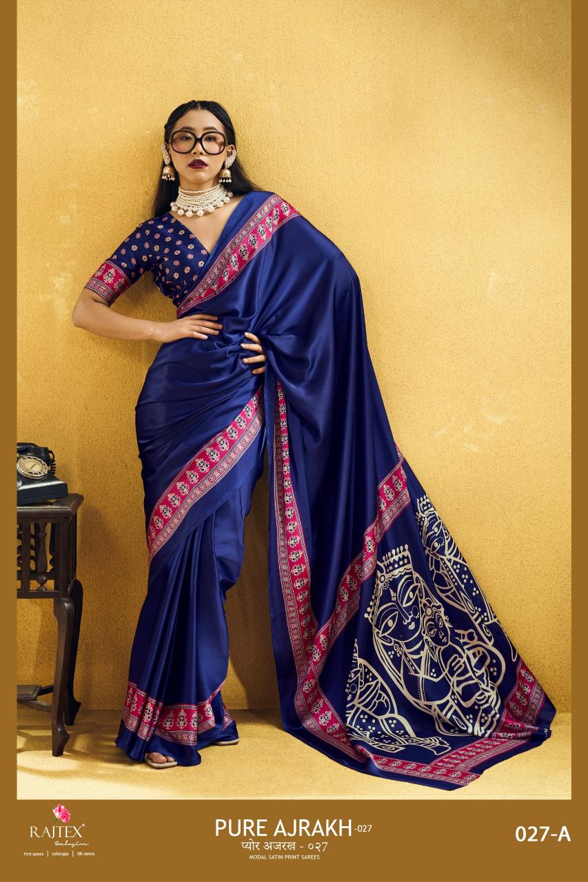 Rajtex Pure Ajrakh 027 catalog saree wholesale in kathmandu