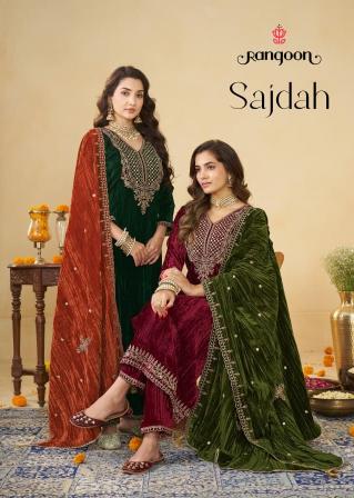 Rangoon Sajdah catalog azalea velvet kurti wholesale