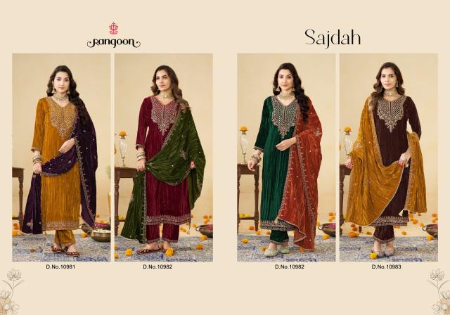 Rangoon Sajdah catalog azalea velvet kurti wholesale