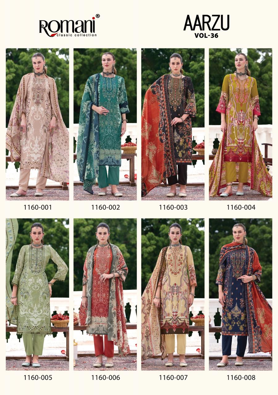 Romani Aarzu Vol 36 Nx catalog faymous dress material shop in surat