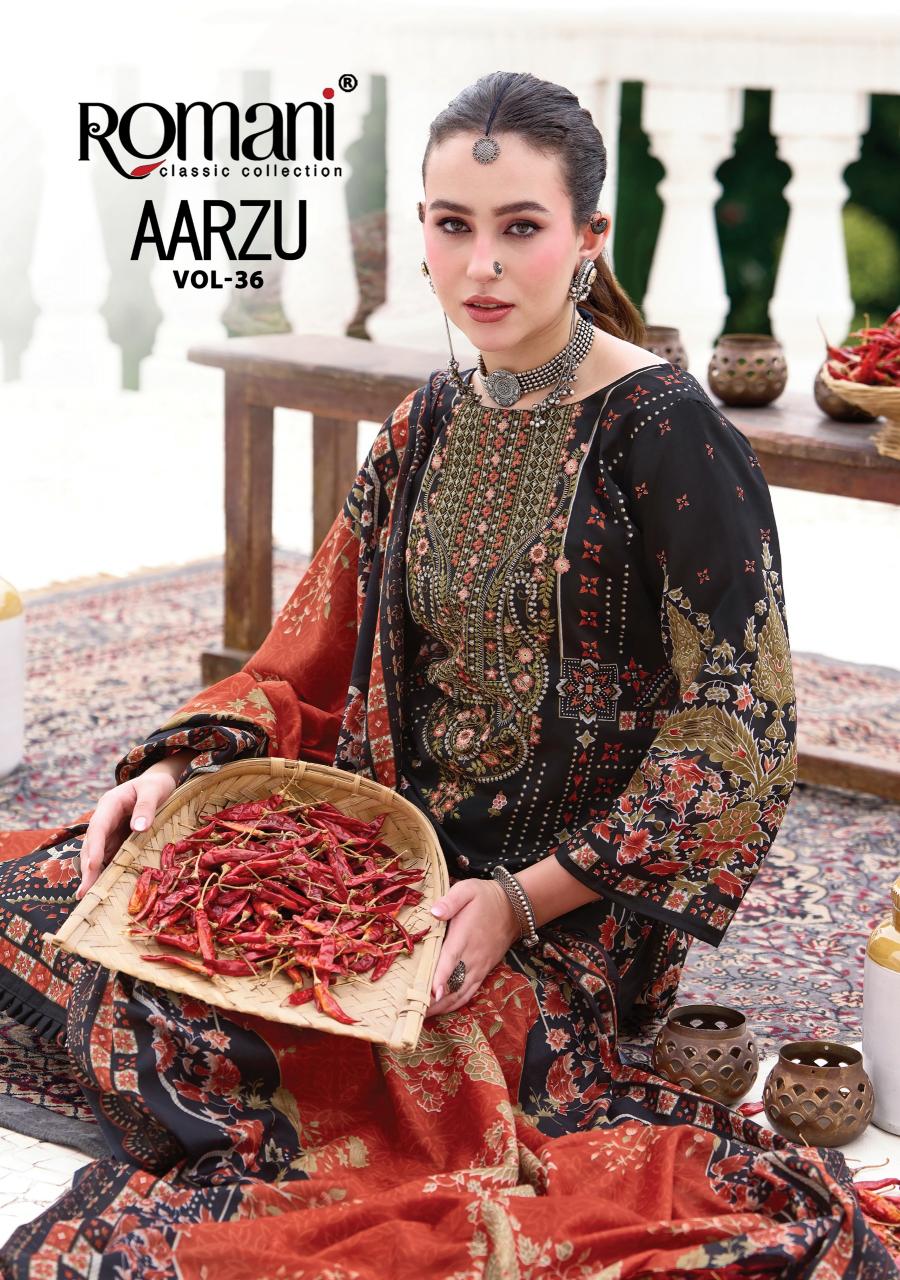 Romani Aarzu Vol 36 Nx catalog faymous dress material shop in surat