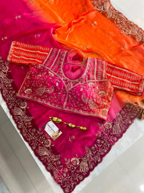 Saanwariya Morvi catalog embroidery work sarees wholesale in surat
