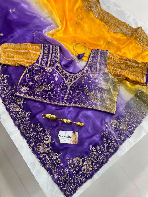 Saanwariya Morvi catalog embroidery work sarees wholesale in surat