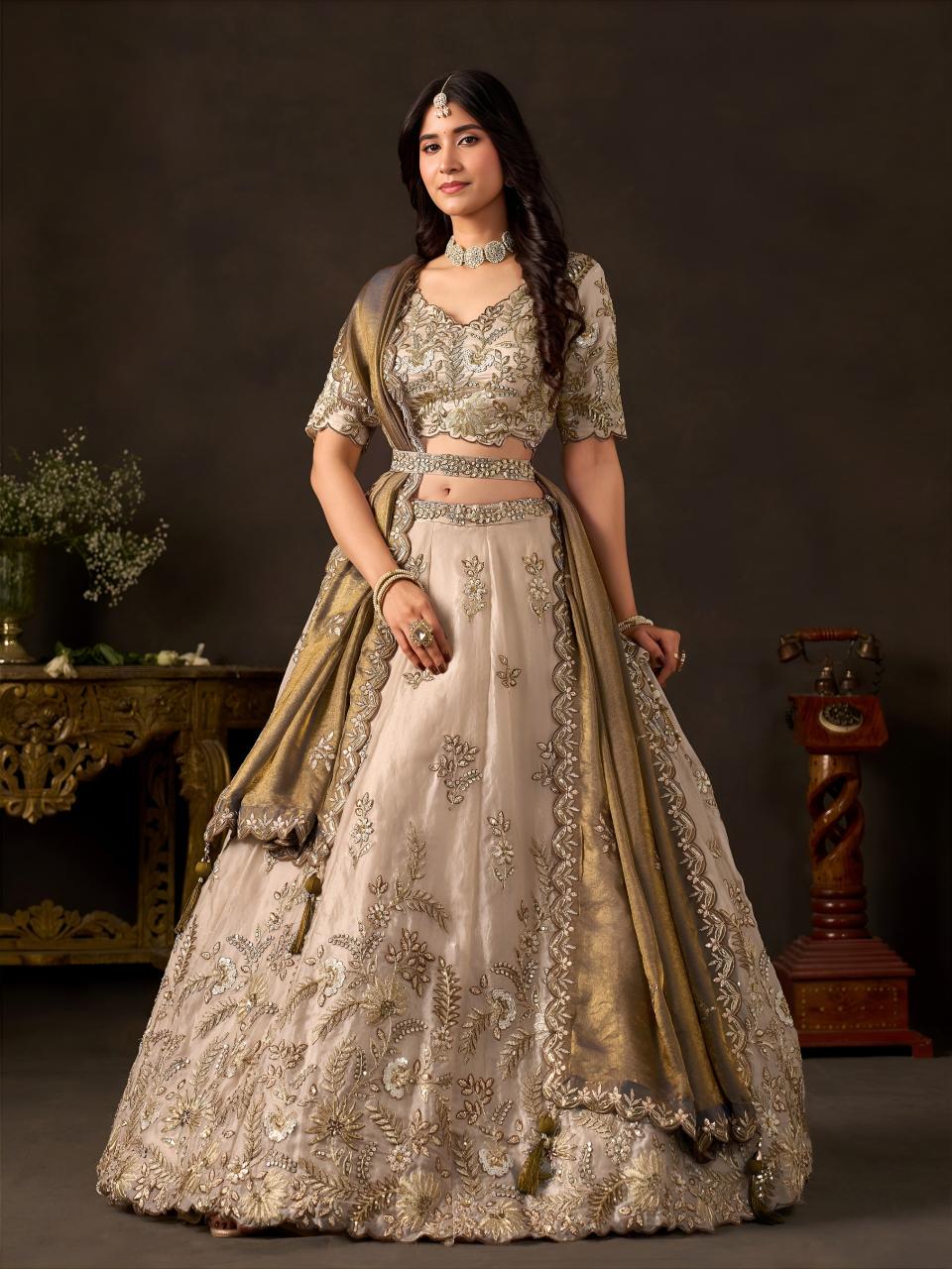 Sabella 6019 Bronze Gold catalog wholesale bridal lehenga dealers in ahemdabad