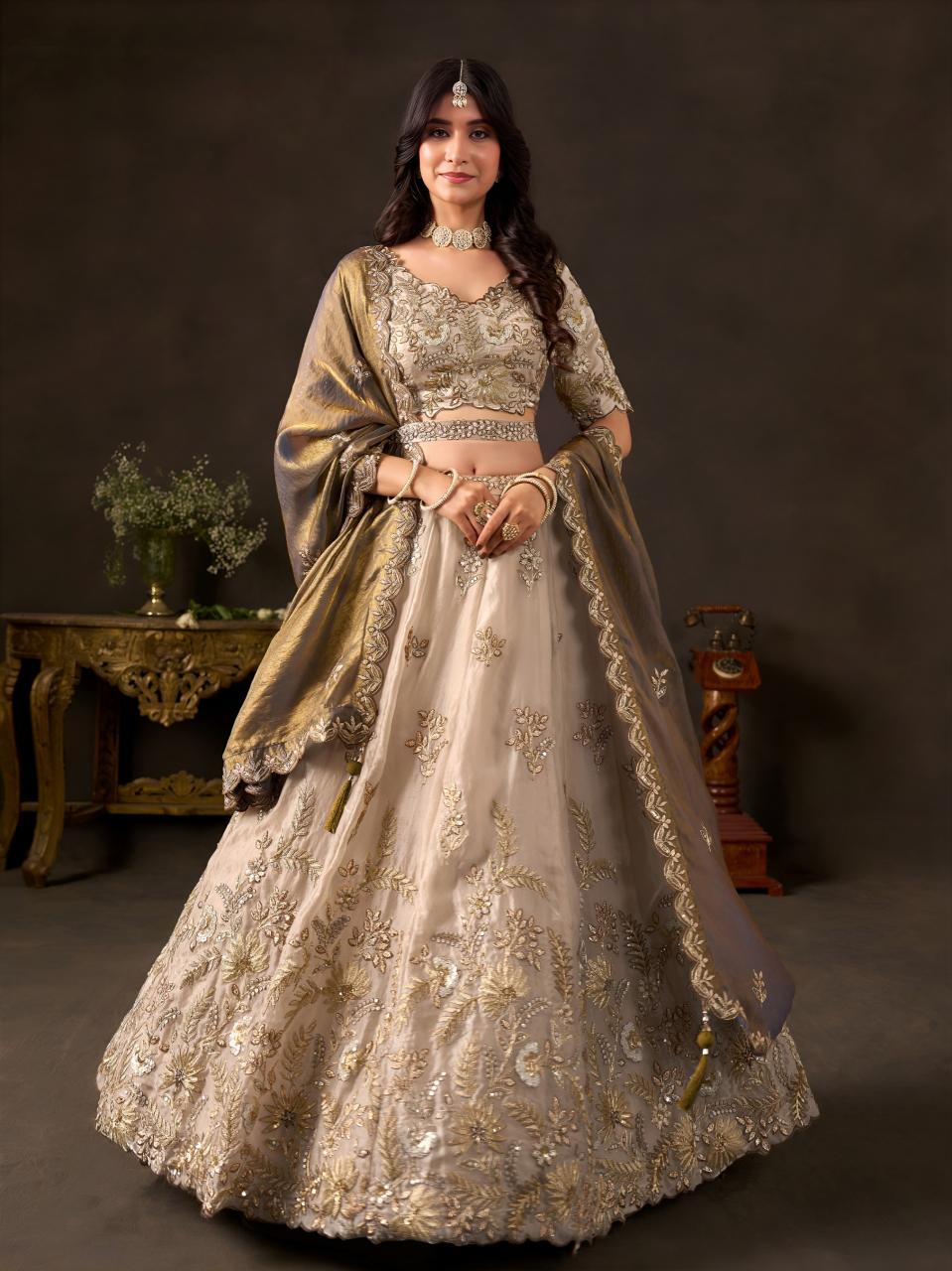 Sabella 6019 Bronze Gold catalog wholesale bridal lehenga dealers in ahemdabad