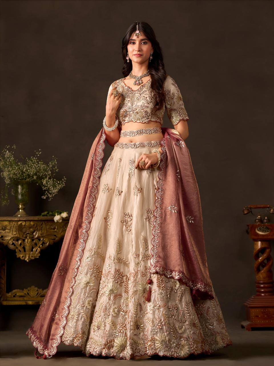 Sabella 6019 Copper Gold catalog wholesale bridal lehenga online