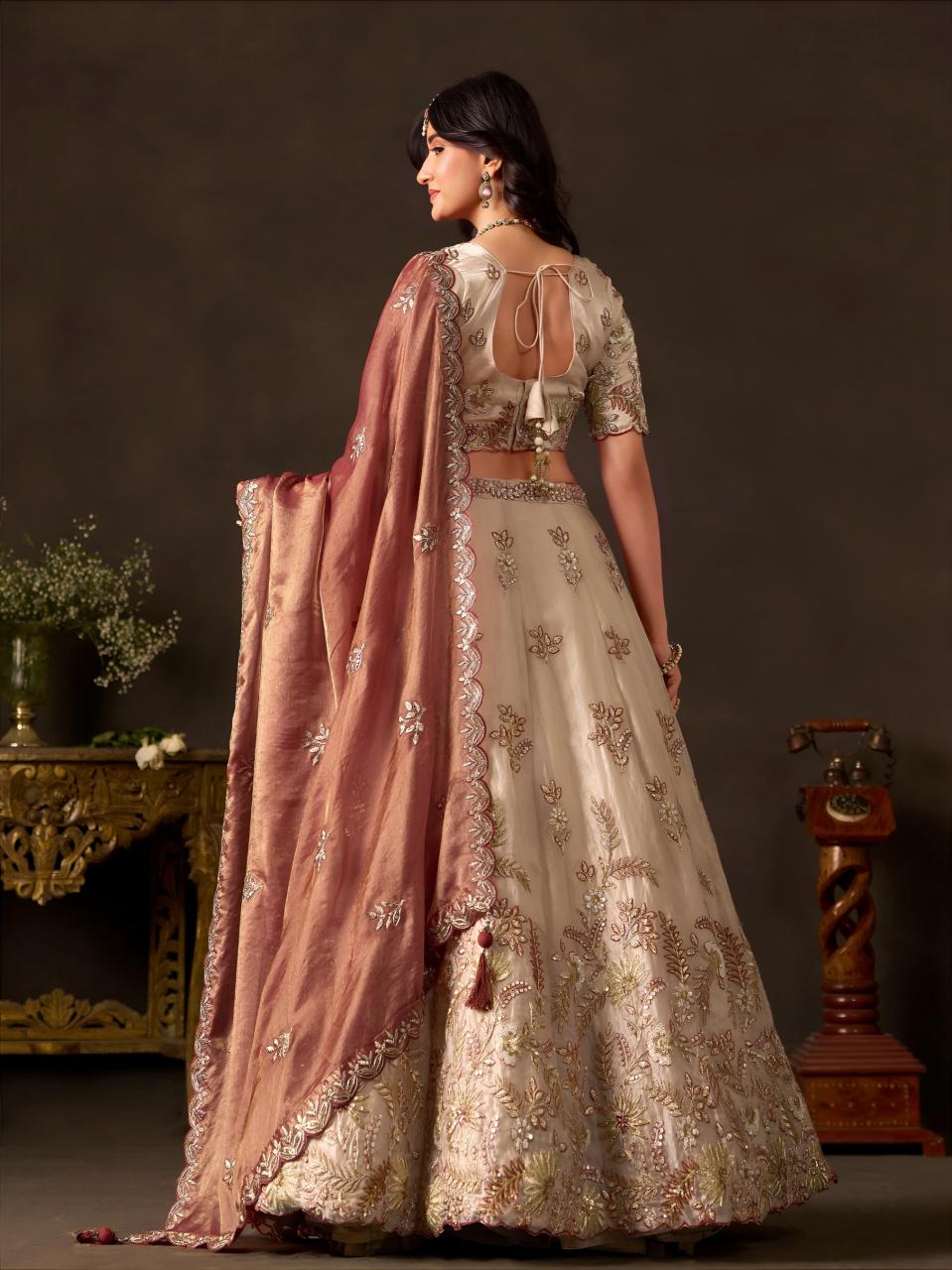 Sabella 6019 Copper Gold catalog wholesale bridal lehenga online