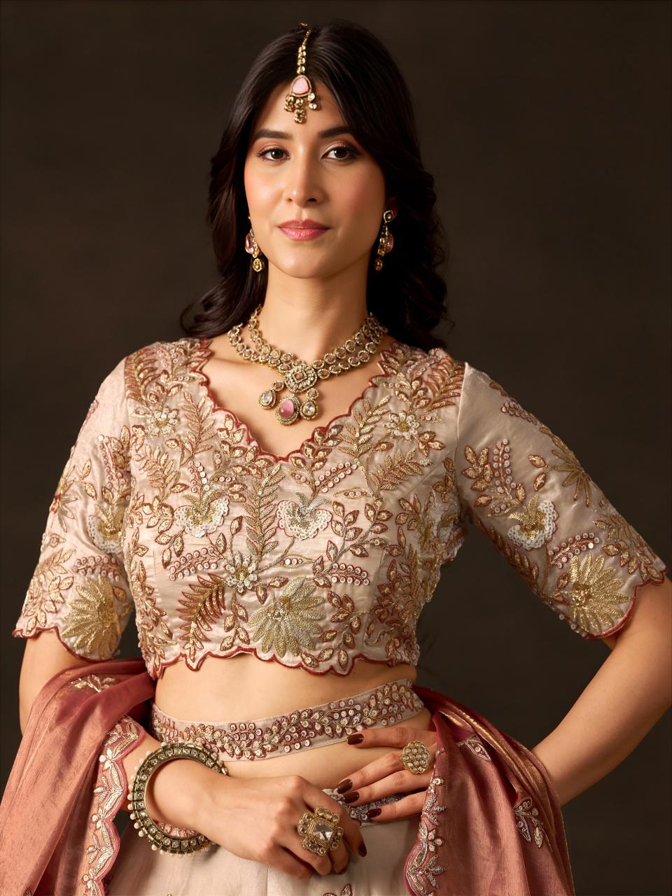 Sabella 6019 Copper Gold catalog wholesale bridal lehenga online