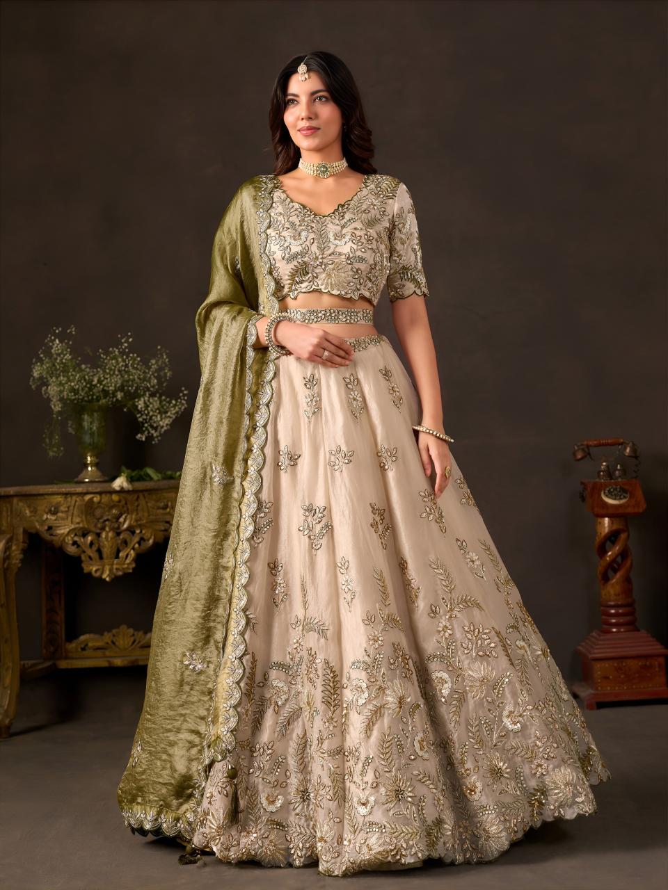 Sabella 6019 Olive Gold catalog lehenga wholesale shops in mumbai