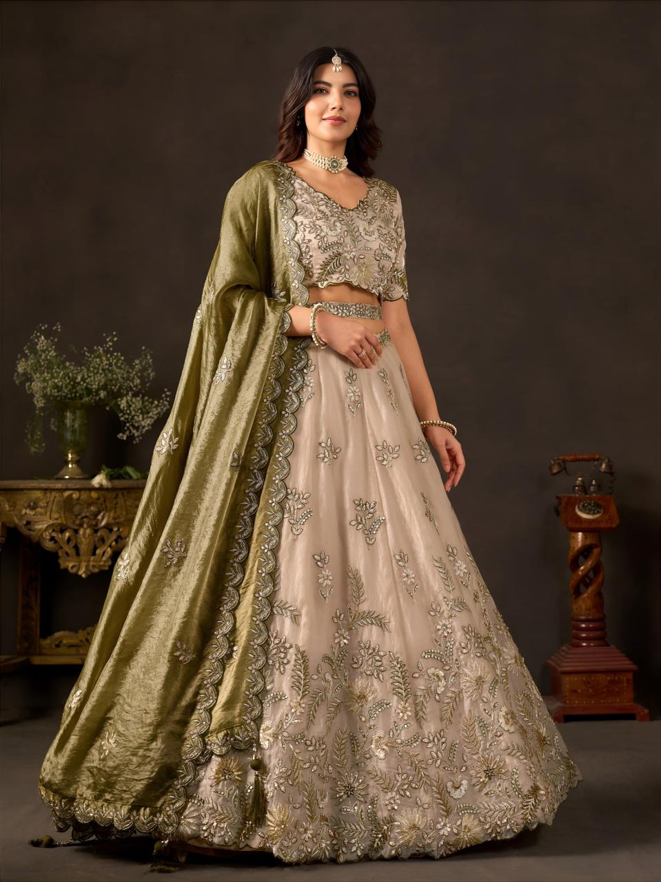 Sabella 6019 Olive Gold catalog lehenga wholesale shops in mumbai