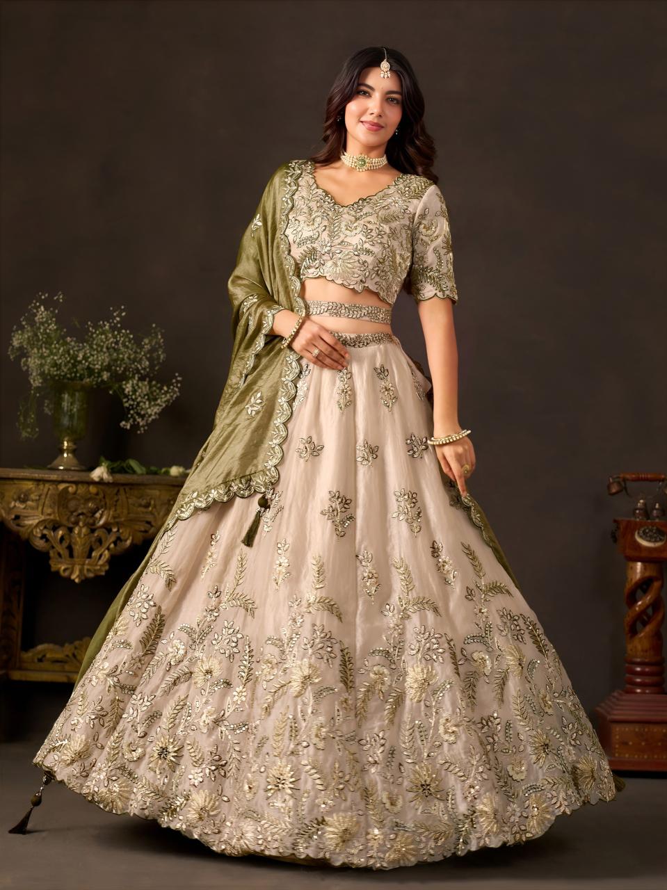 Sabella 6019 Olive Gold catalog lehenga wholesale shops in mumbai