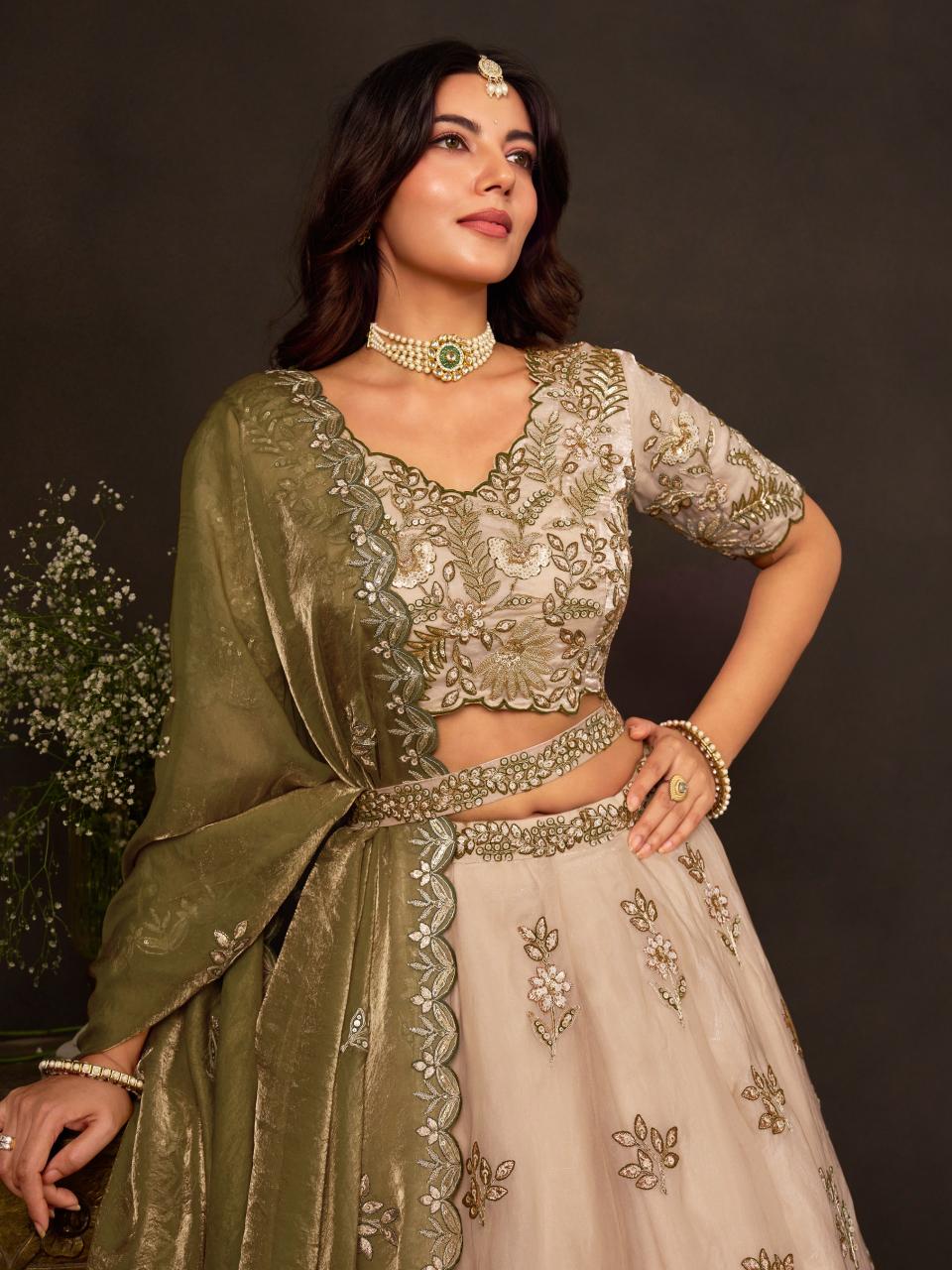 Sabella 6019 Olive Gold catalog lehenga wholesale shops in mumbai