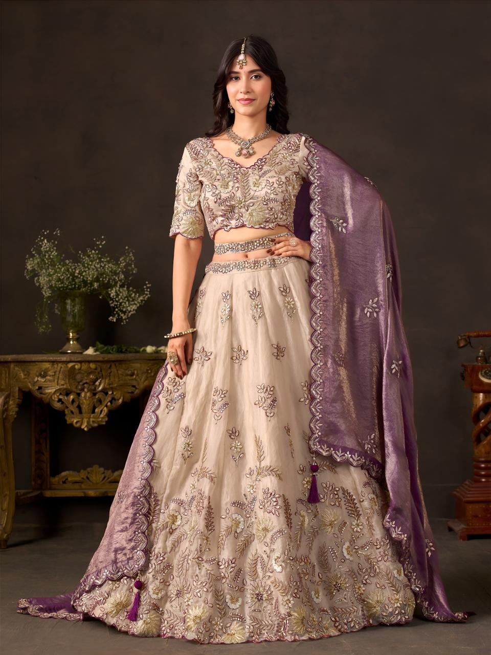 Sabella 6019 Purple Gold catalog bridal lehenga wholesale in delhi