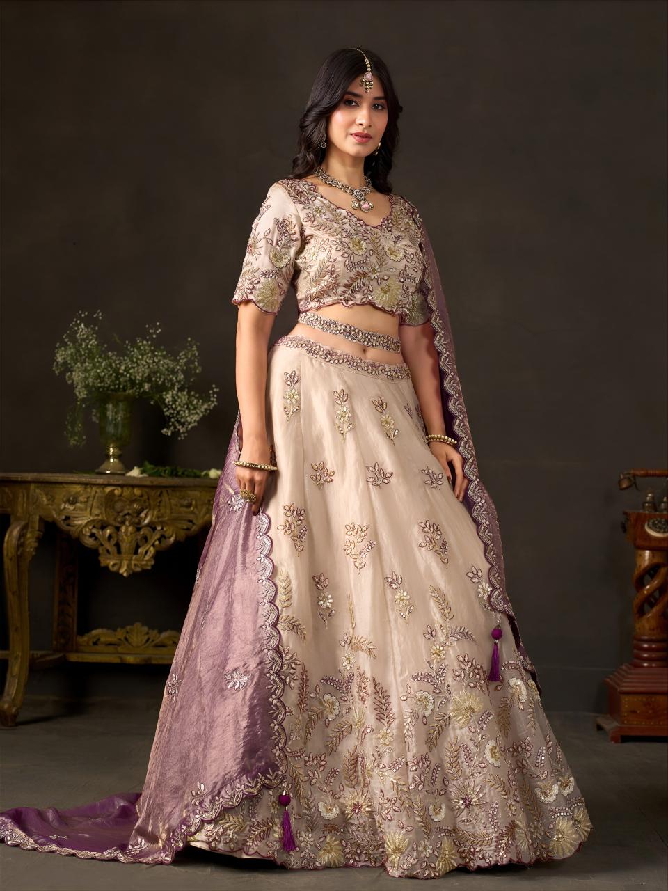 Sabella 6019 Purple Gold catalog bridal lehenga wholesale in delhi