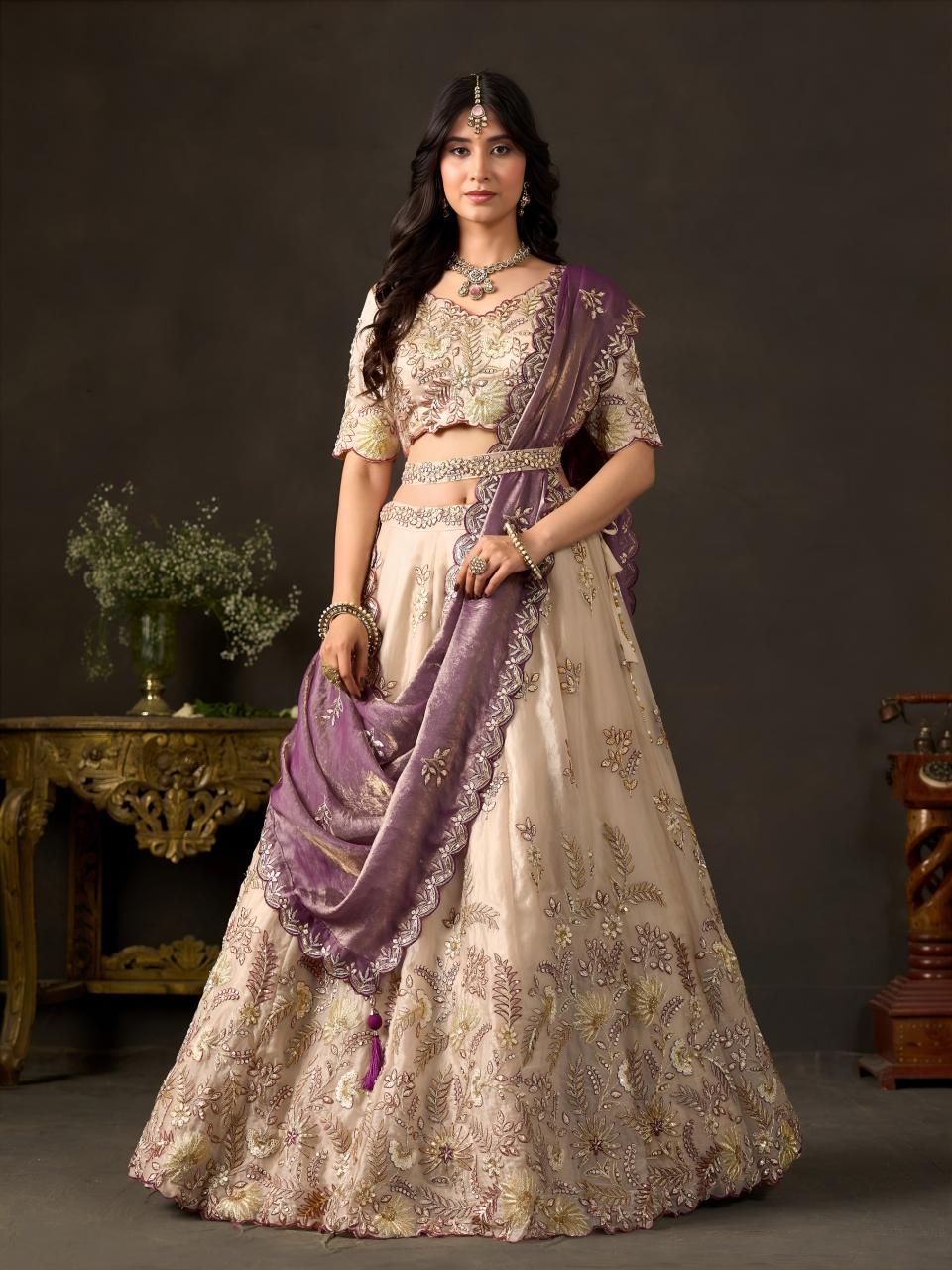 Sabella 6019 Purple Gold catalog bridal lehenga wholesale in delhi