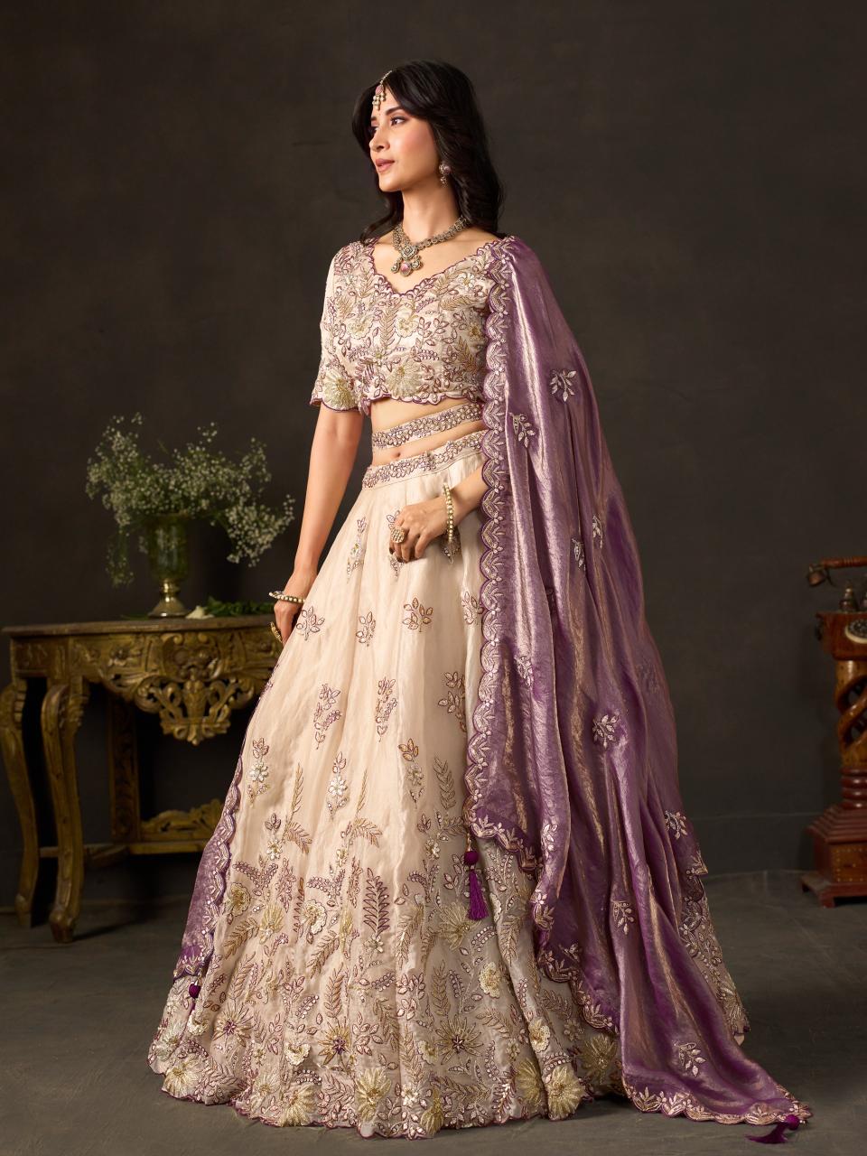 Sabella 6019 Purple Gold catalog bridal lehenga wholesale in delhi