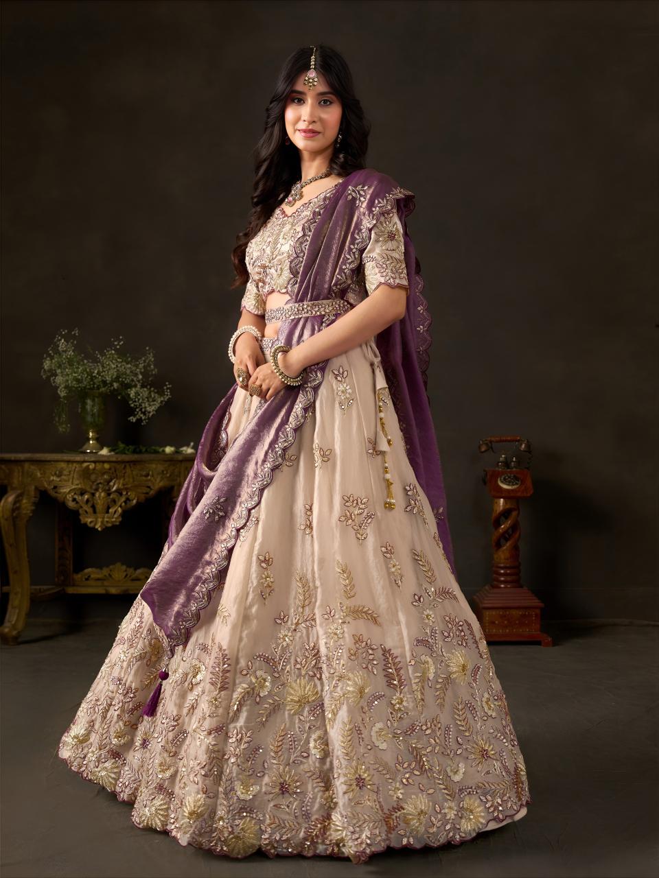 Sabella 6019 Purple Gold catalog bridal lehenga wholesale in delhi
