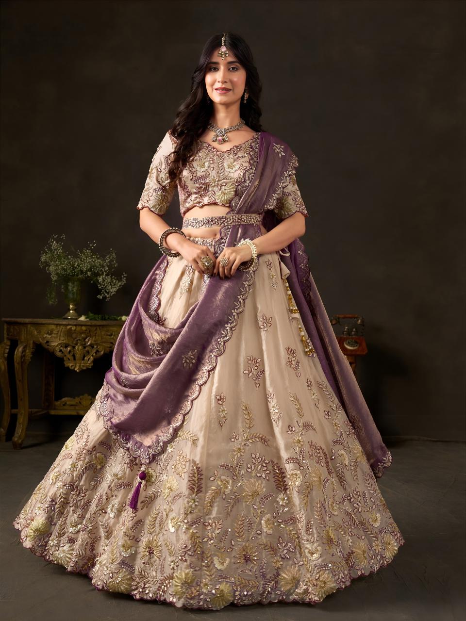 Sabella 6019 Purple Gold catalog bridal lehenga wholesale in delhi