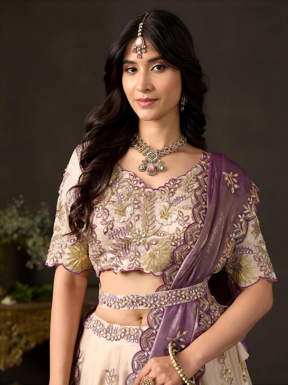 Sabella 6019 Purple Gold catalog bridal lehenga wholesale in delhi