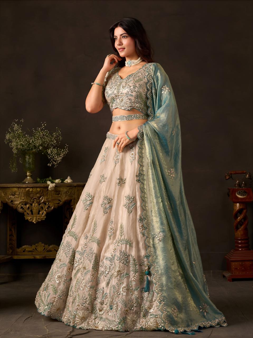 Sabella 6019 Teal Gold catalog any wholesale bridail lehenga designs