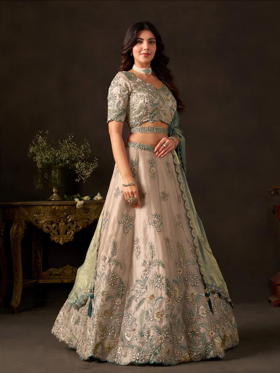 Sabella 6019 Teal Gold catalog any wholesale bridail lehenga designs