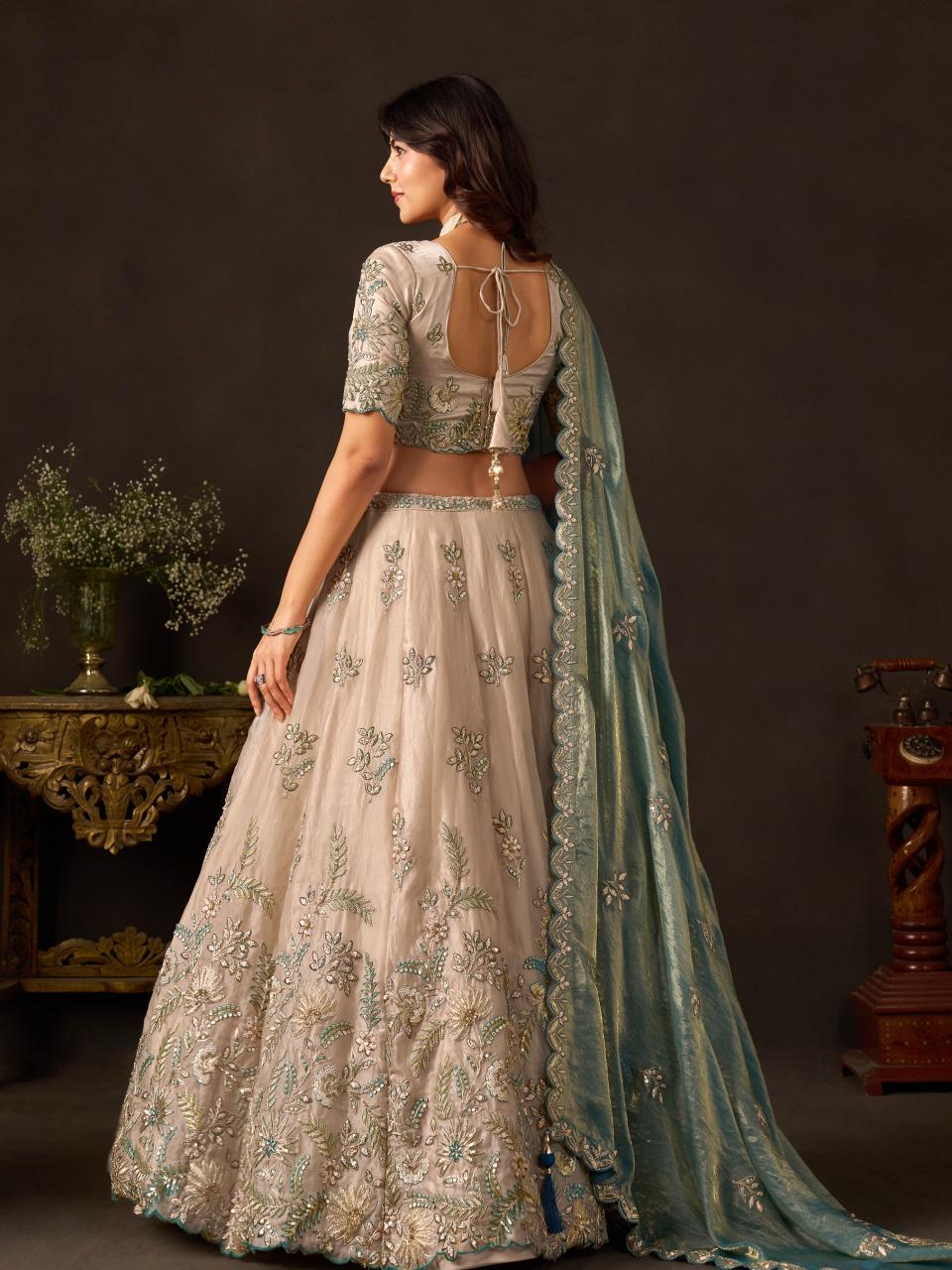Sabella 6019 Teal Gold catalog any wholesale bridail lehenga designs