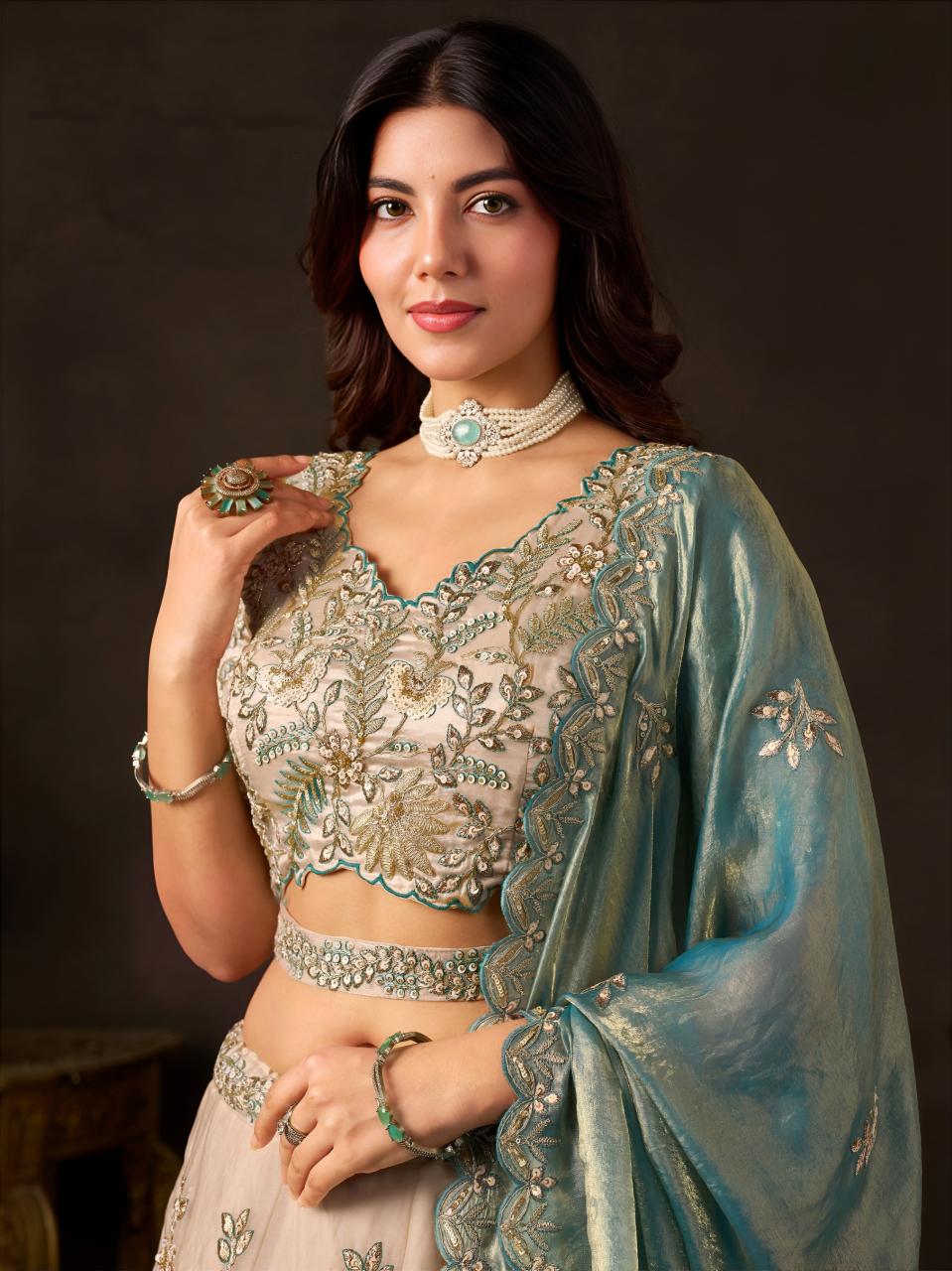 Sabella 6019 Teal Gold catalog any wholesale bridail lehenga designs