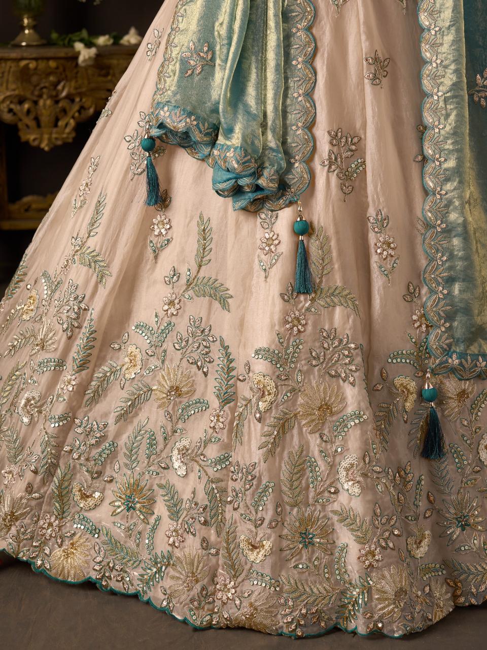 Sabella 6019 Teal Gold catalog any wholesale bridail lehenga designs