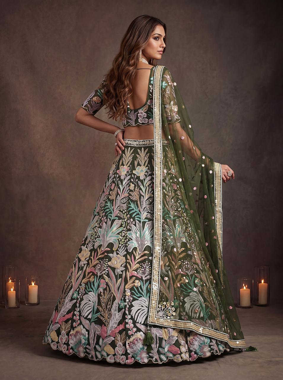 Sabella 6032 Green catalog lehenga saree wholesale in chandni chowk