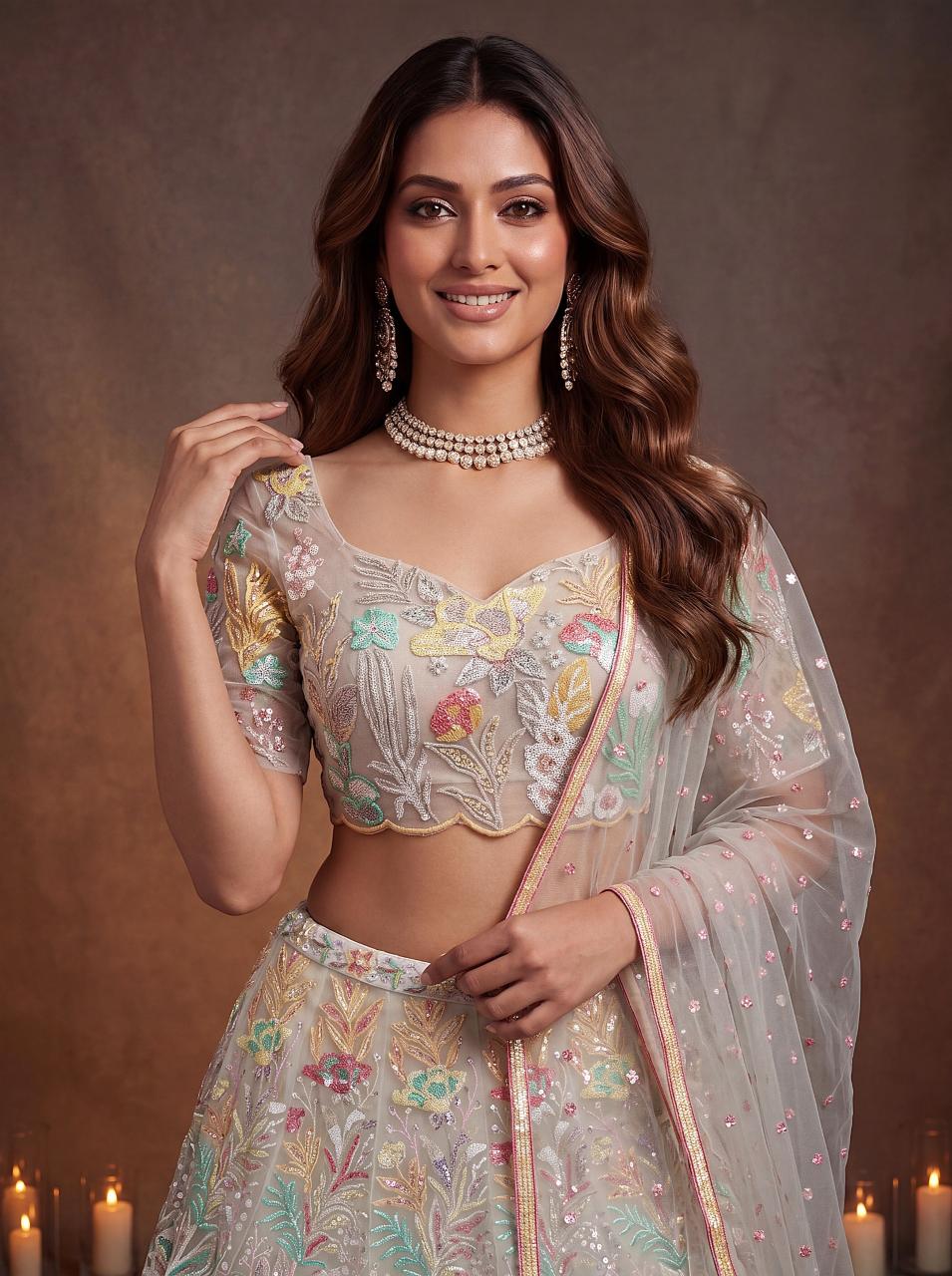 Sabella 6032 White catalog lehenga replicas wholesale buy
