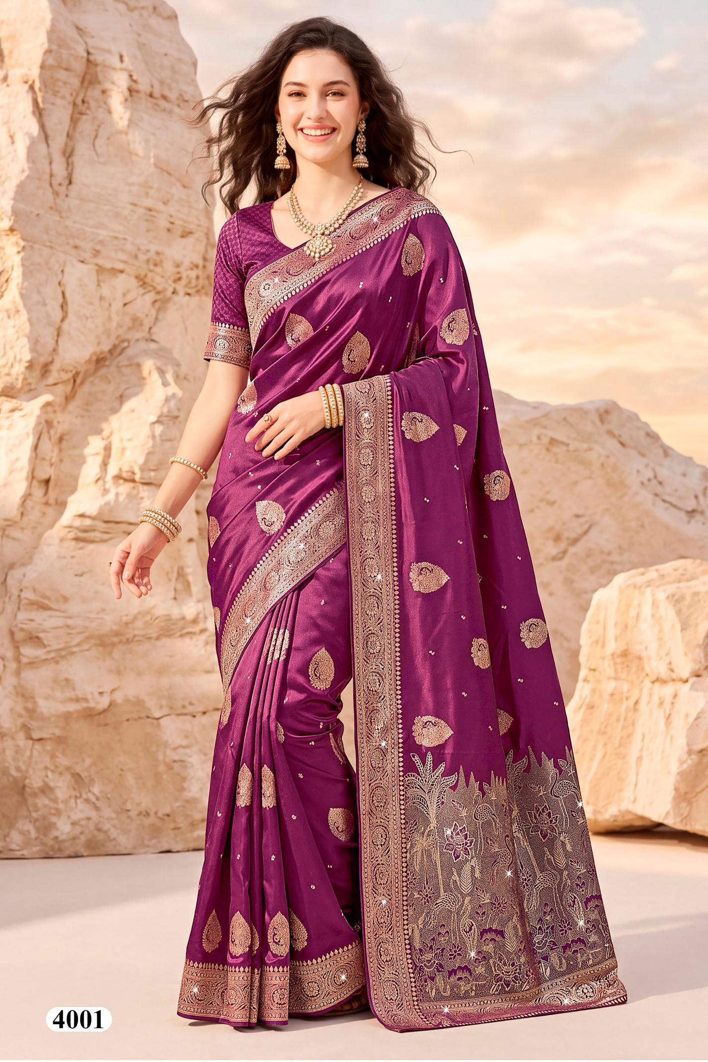 Saroj Advika Satin saroski vol.4 satin silk saree in surat price wholesale